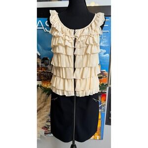 Coquette Laundry by Shelli Segal Y2K Silk‎ Ruffle Tiered Front Zip Dress Small